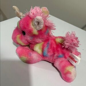Aurora World Pink Tie-Dye Unicorn Plush - Silver Horn 8"